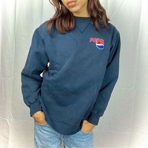 Vintage 90 Pepsi embroidered Crewneck sweatshirt navy blue